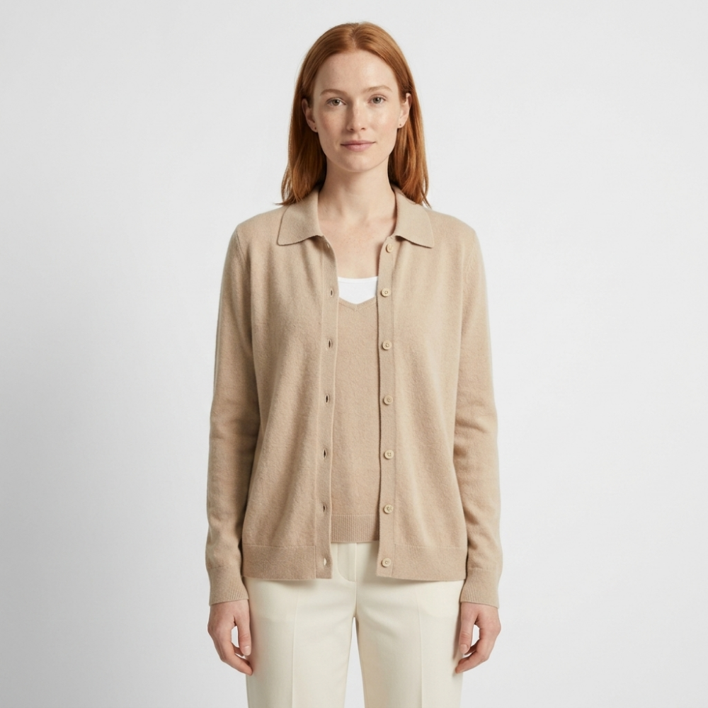 Heathmoor – Cashmere Wool Cardigan — Beige