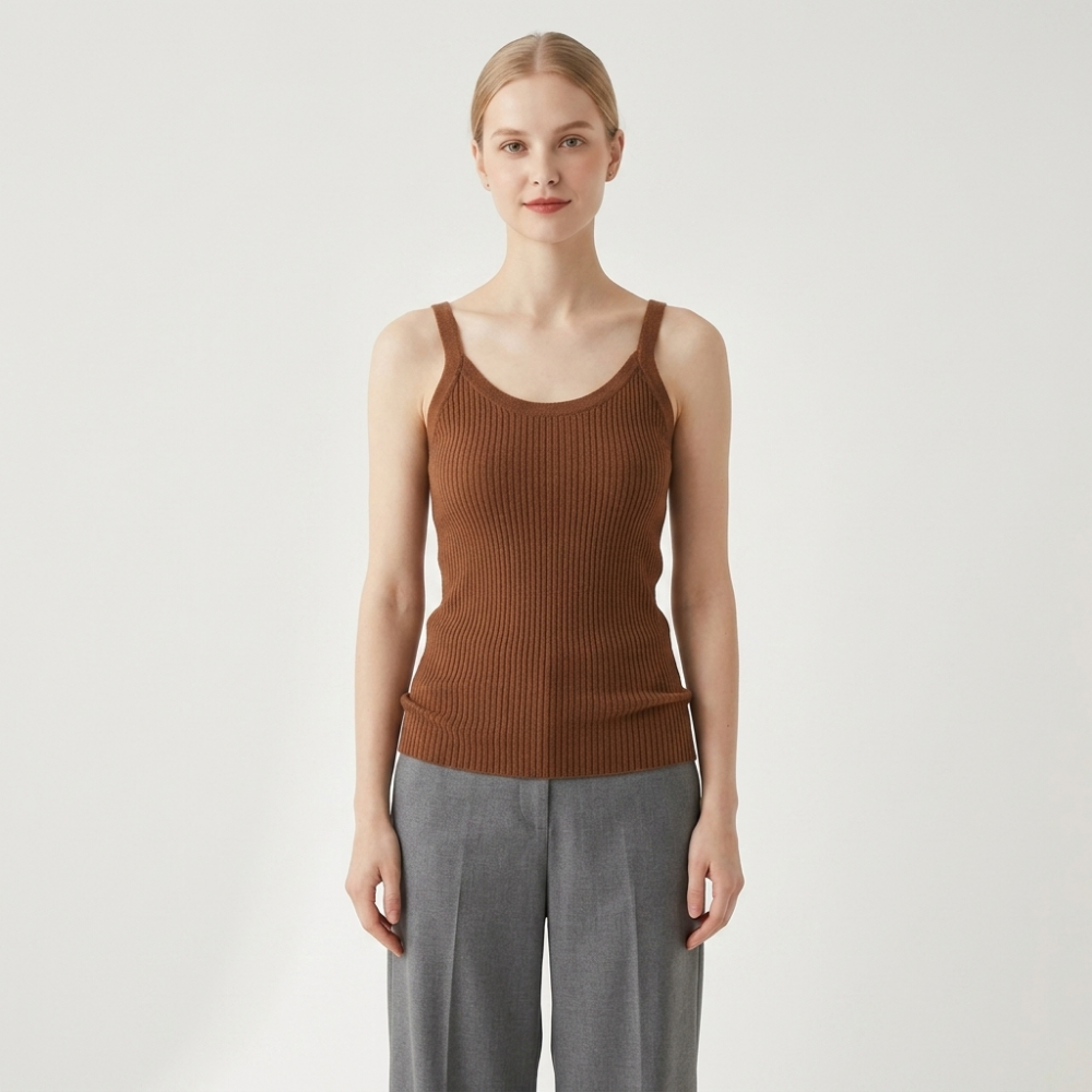 Threadhaven – Cashmere Wool Camisole — Brown