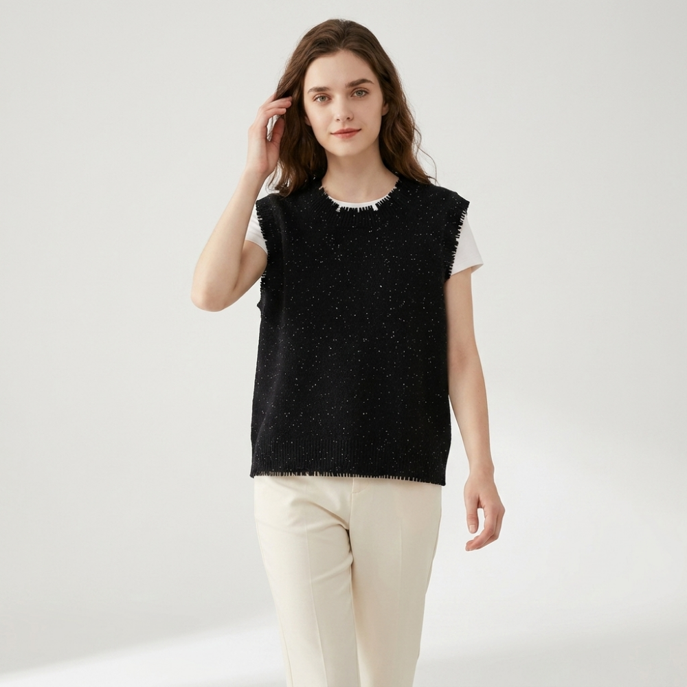 Polka – Cashmere Wool Vest — Black