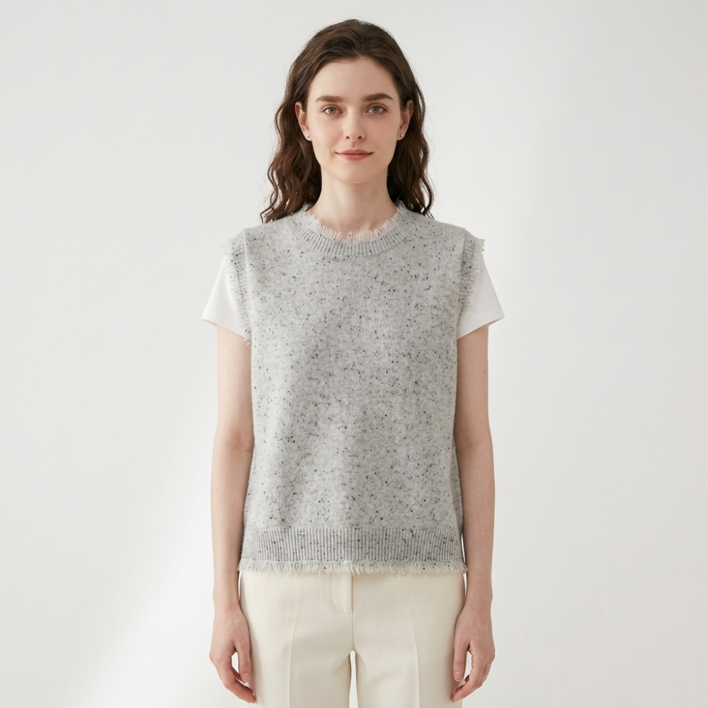 Polka – Cashmere Wool Vest — Gray