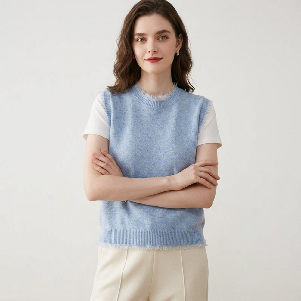 Polka – Cashmere Wool Vest — Light Blue