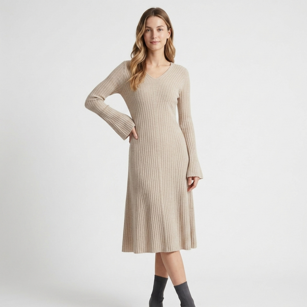 Fjordline – Cashmere Wool Dress — Beige