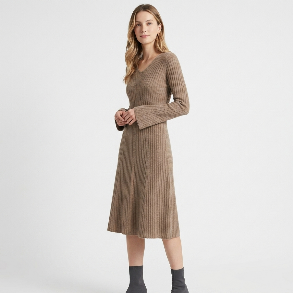 Fjordline – Cashmere Wool Dress — Khaki