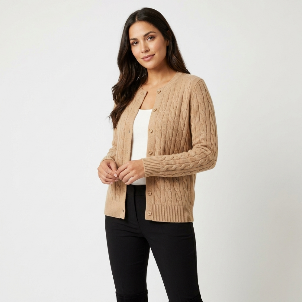 Ridgecable – Cashmere Wool Cardigan — Khaki