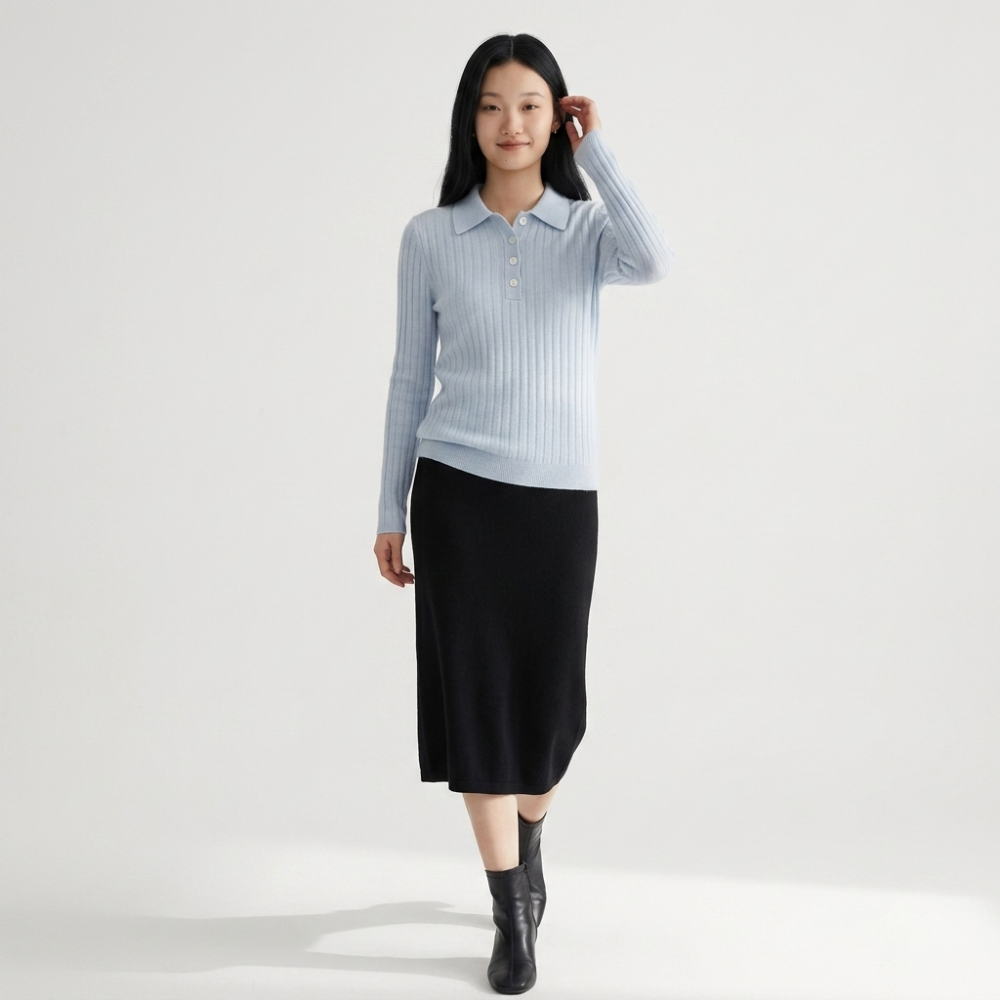 Alessandra – Cashmere Wool Sweater — Light Blue