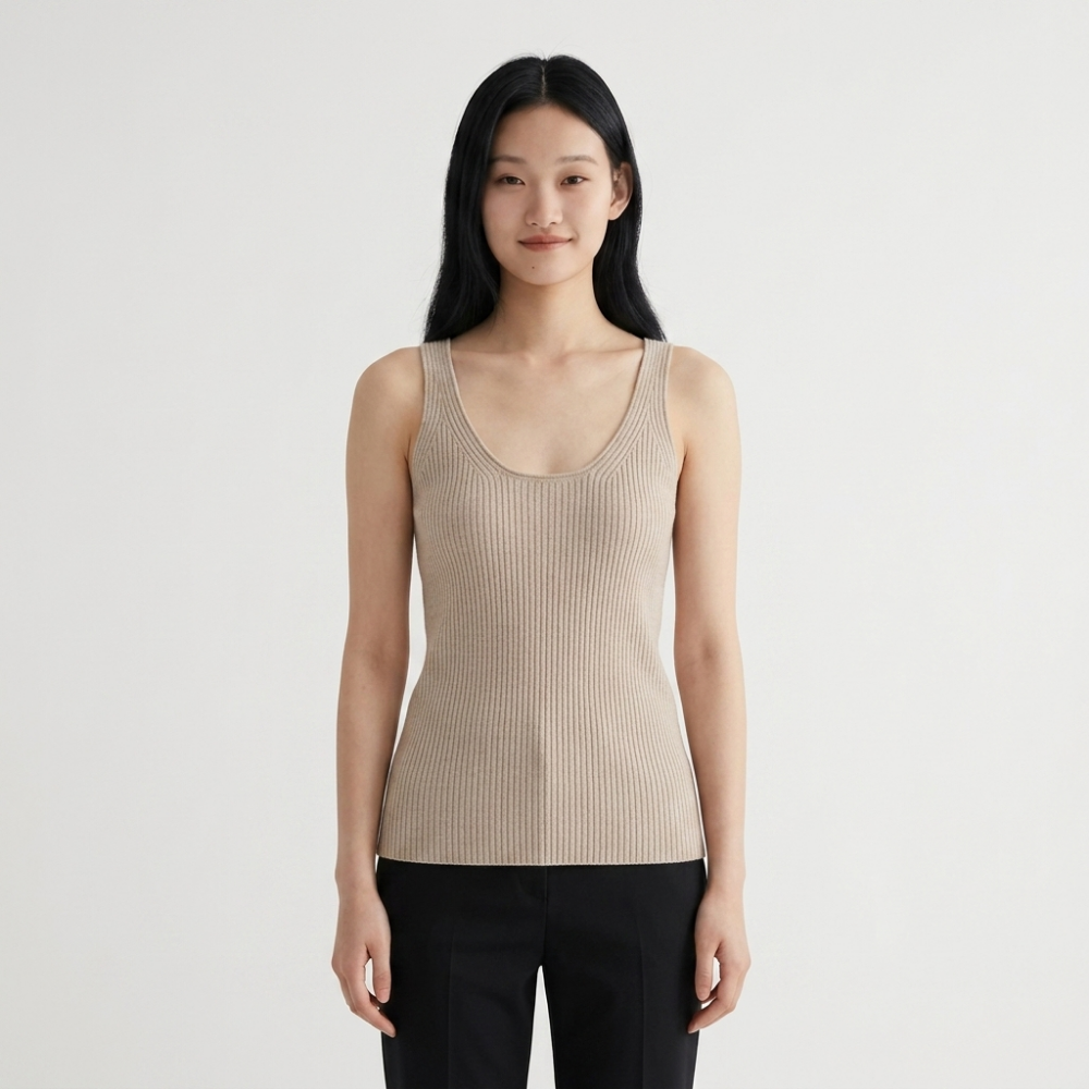 Fiona – Cashmere Wool Tank Top — Tan