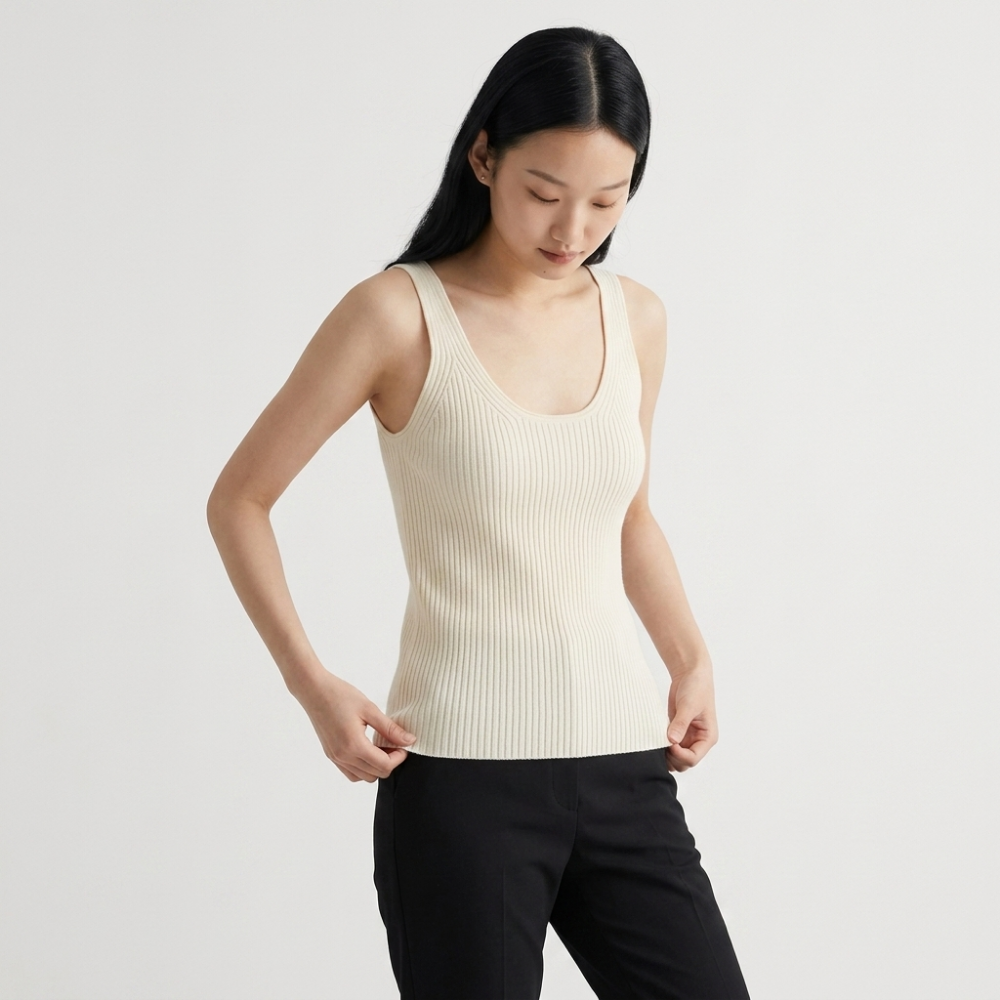 Fiona – Cashmere Wool Tank Top — White
