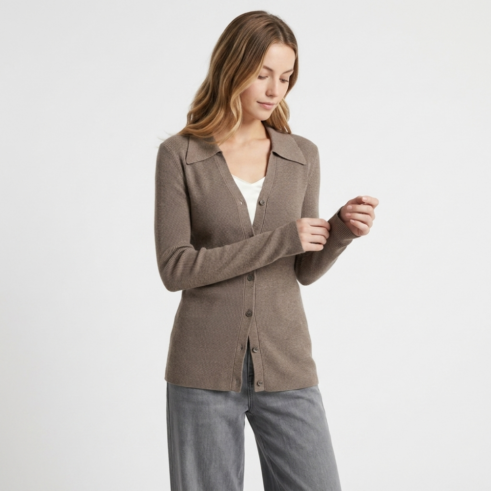 Seraphina – Cashmere Wool Cardigan — Khaki