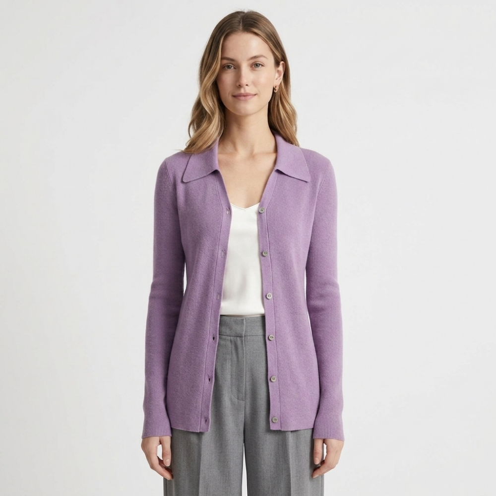 Seraphina – Cashmere Wool Cardigan — Purple