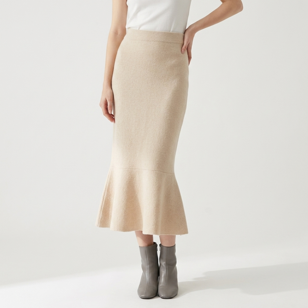 Briarcurve – Cashmere Wool Skirt — Beige