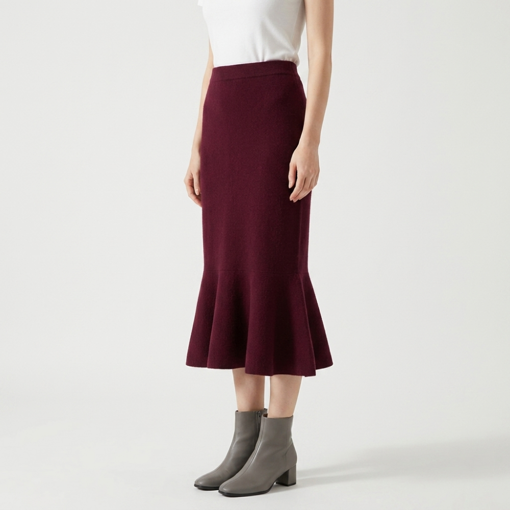 Briarcurve – Cashmere Wool Skirt — Wine Red