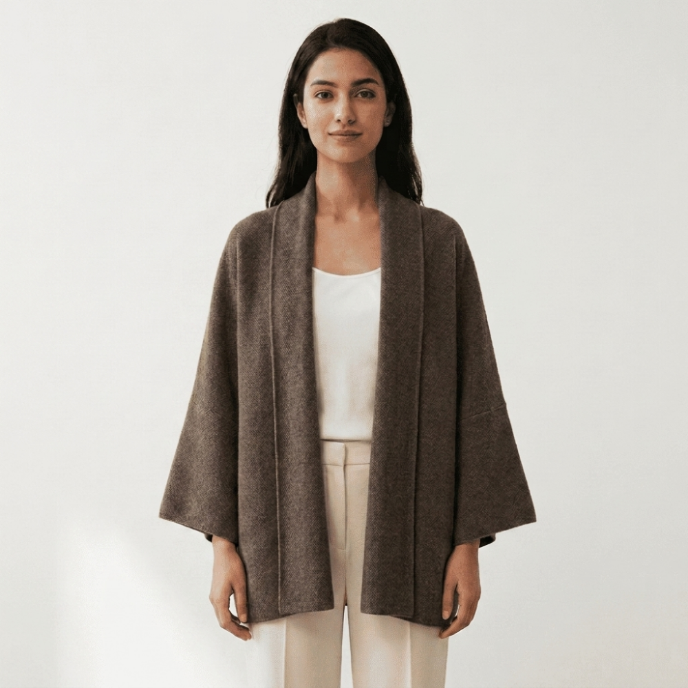 Valeharbor – Cashmere Wool Shawl Coat — Gray
