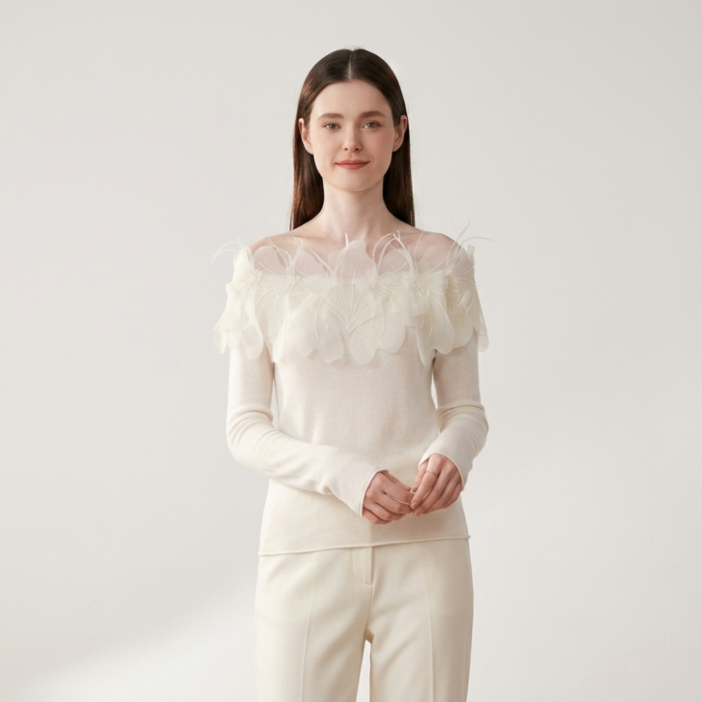 Shadowbloom – Cashmere Wool Sweater — White