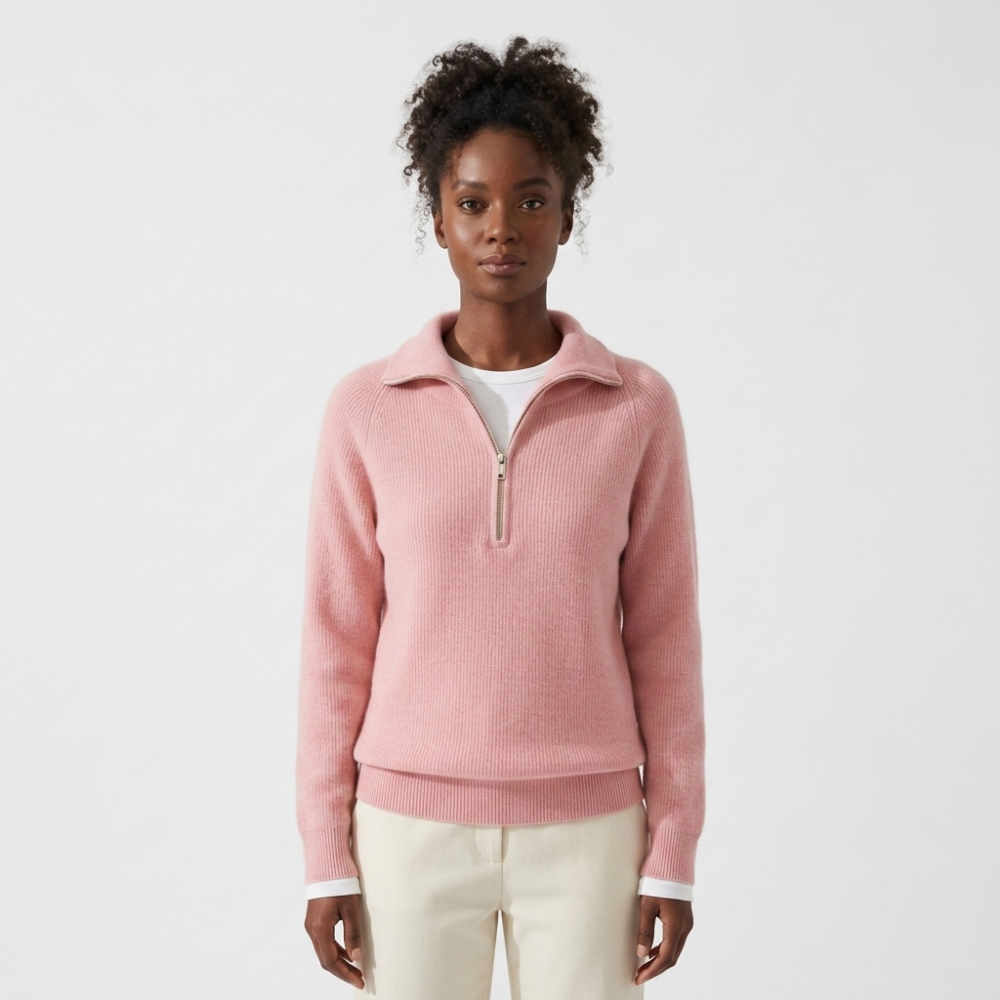 Windrift – Wool Half-Zip Sweater — Pink