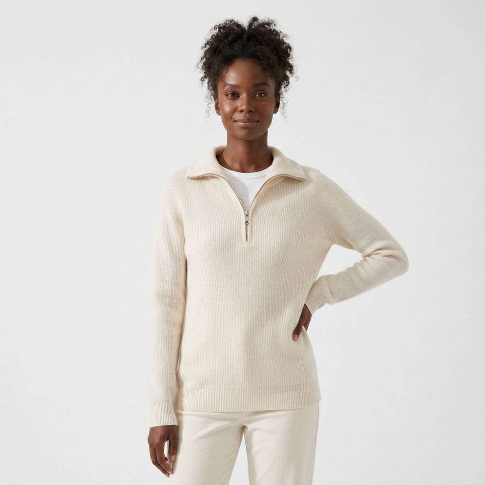 Windrift – Wool Half-Zip Sweater — White