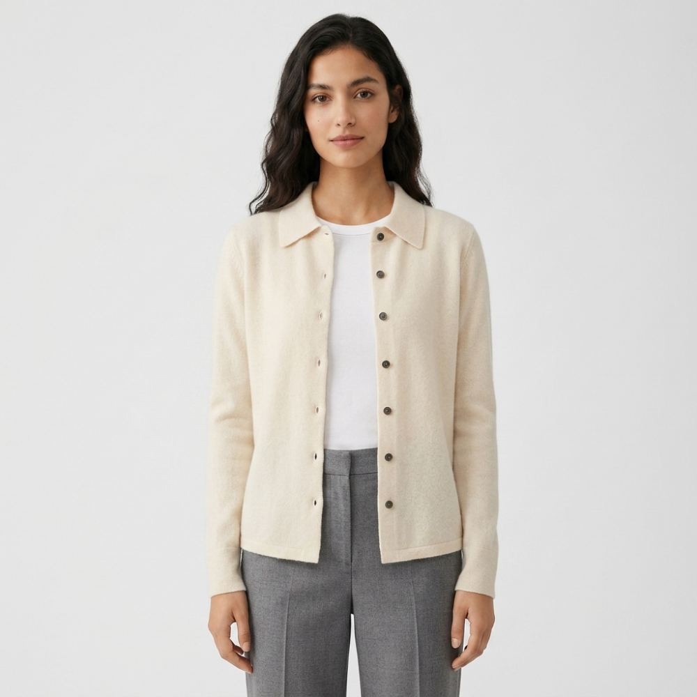 Embercliff – Cashmere Wool Cardigan — Beige