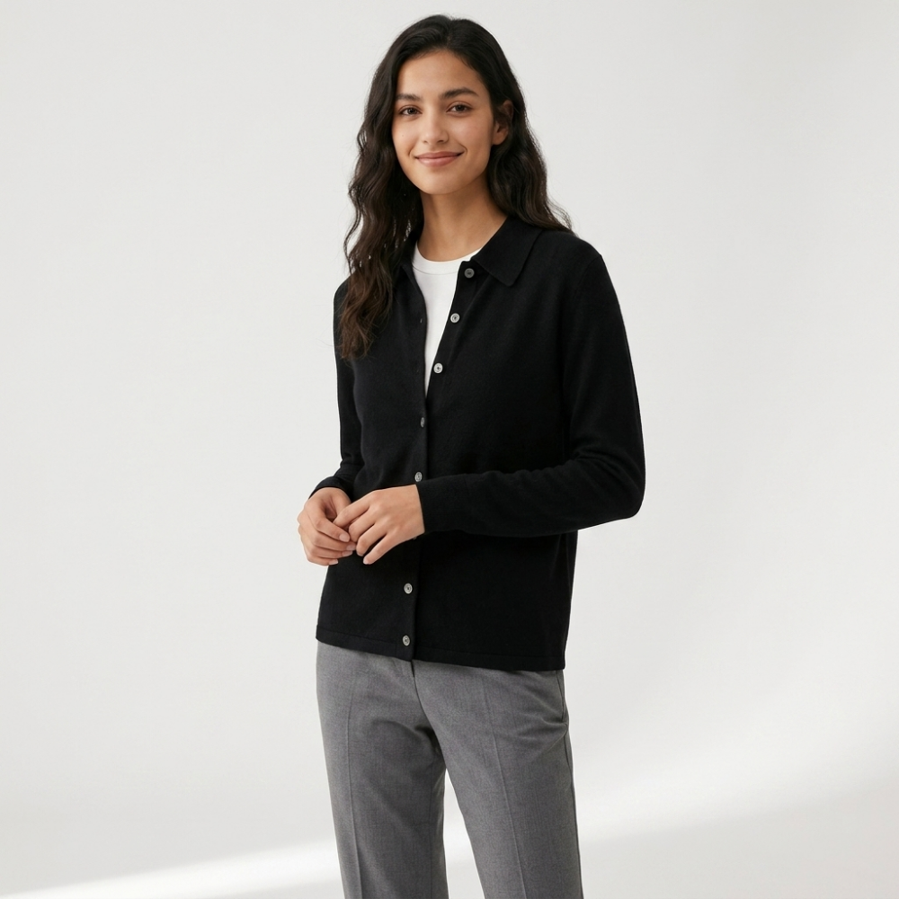 Embercliff – Cashmere Wool Cardigan — Black