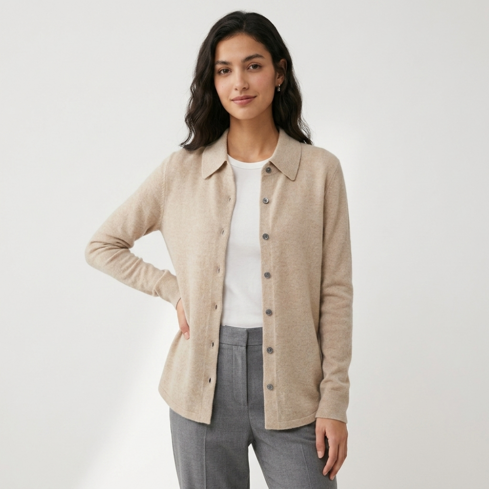 Embercliff – Cashmere Wool Cardigan — Tan