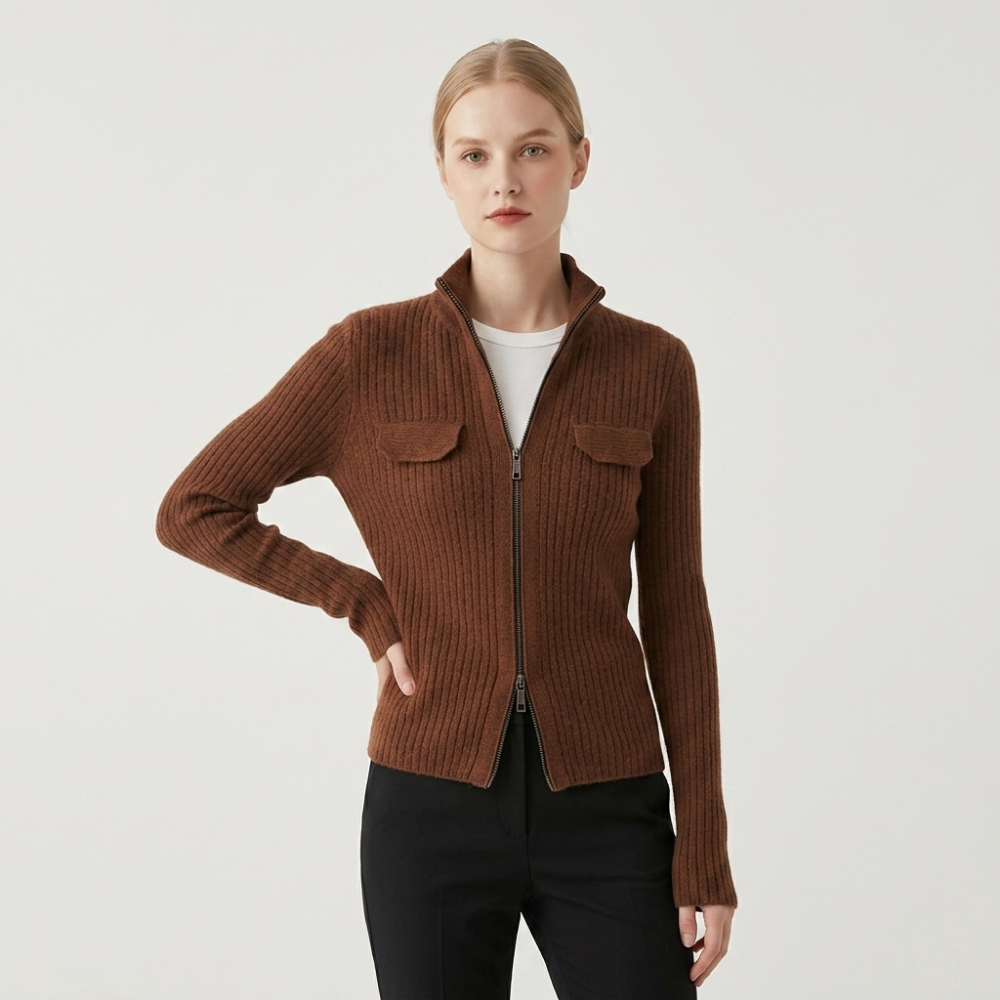 Calista – Cashmere Wool Cardigan — Brown