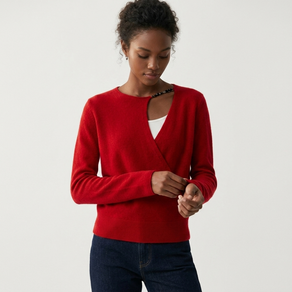 Sylvana – Cashmere Wool Sweater — Wine Red