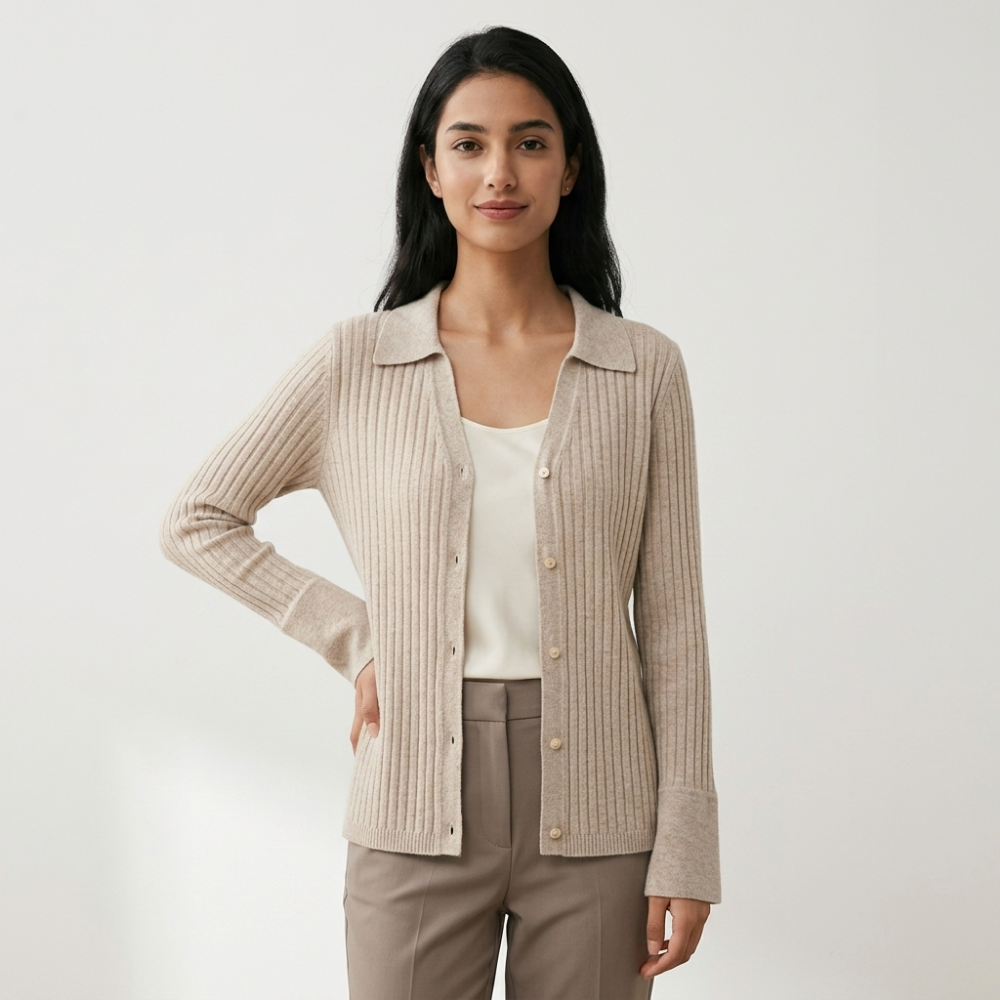 Emberhollow – Cashmere Wool Cardigan — Beige