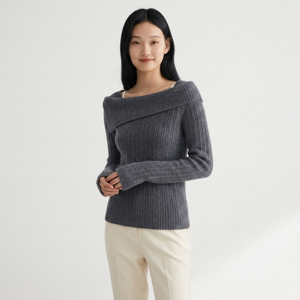 Thalia – Cashmere Wool Sweater — Gray