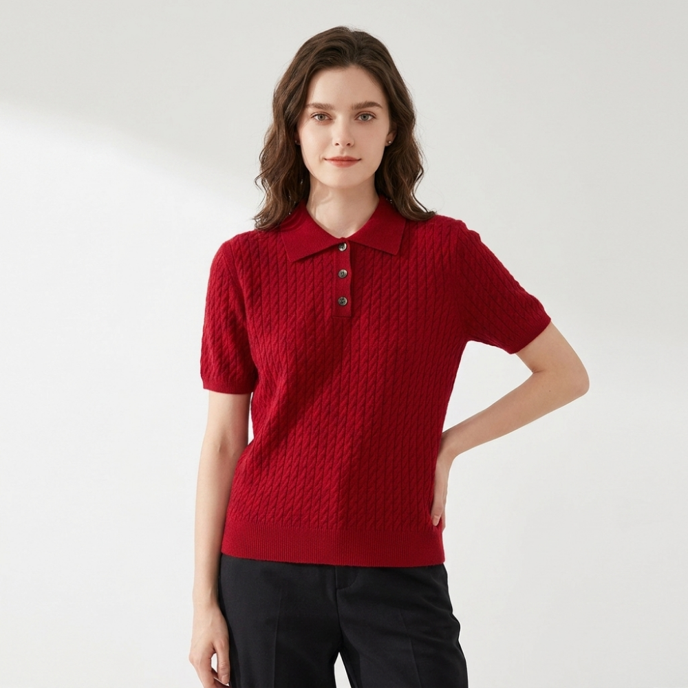 Driftknot – Cashmere Wool Polo — Red