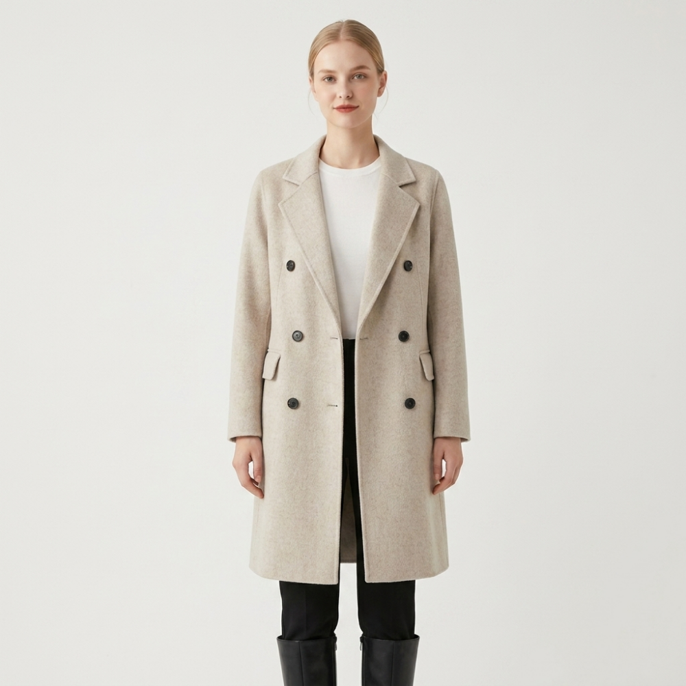 Stormveil – Cashmere Wool Coat — Light khaki