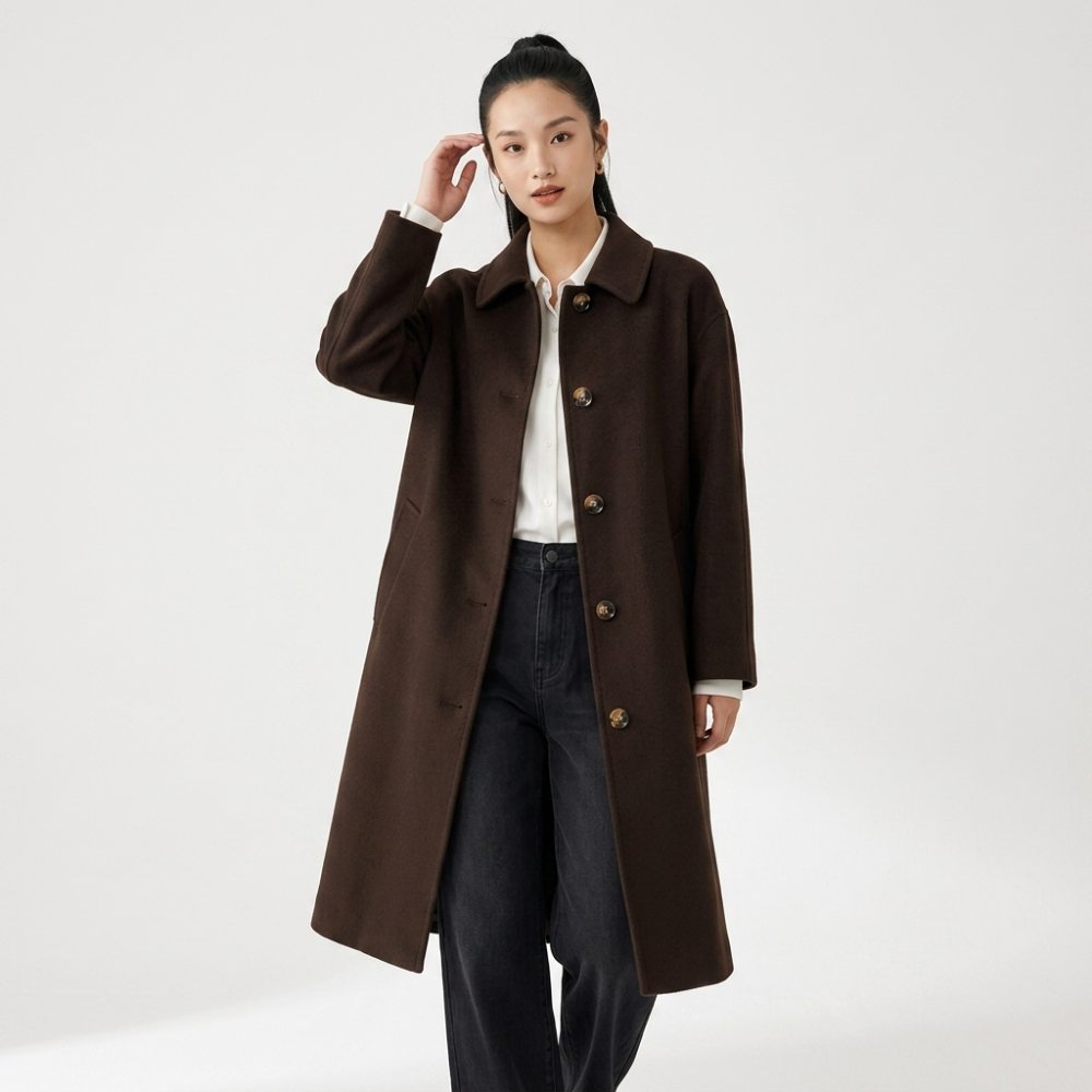 Heathward – Cashmere Wool Coat — Dark Brown