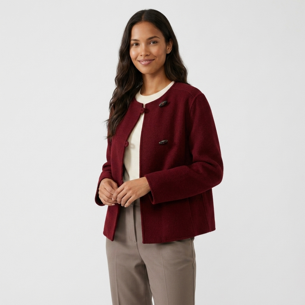Zinnia – Cashmere Wool Jacket — Wine Red