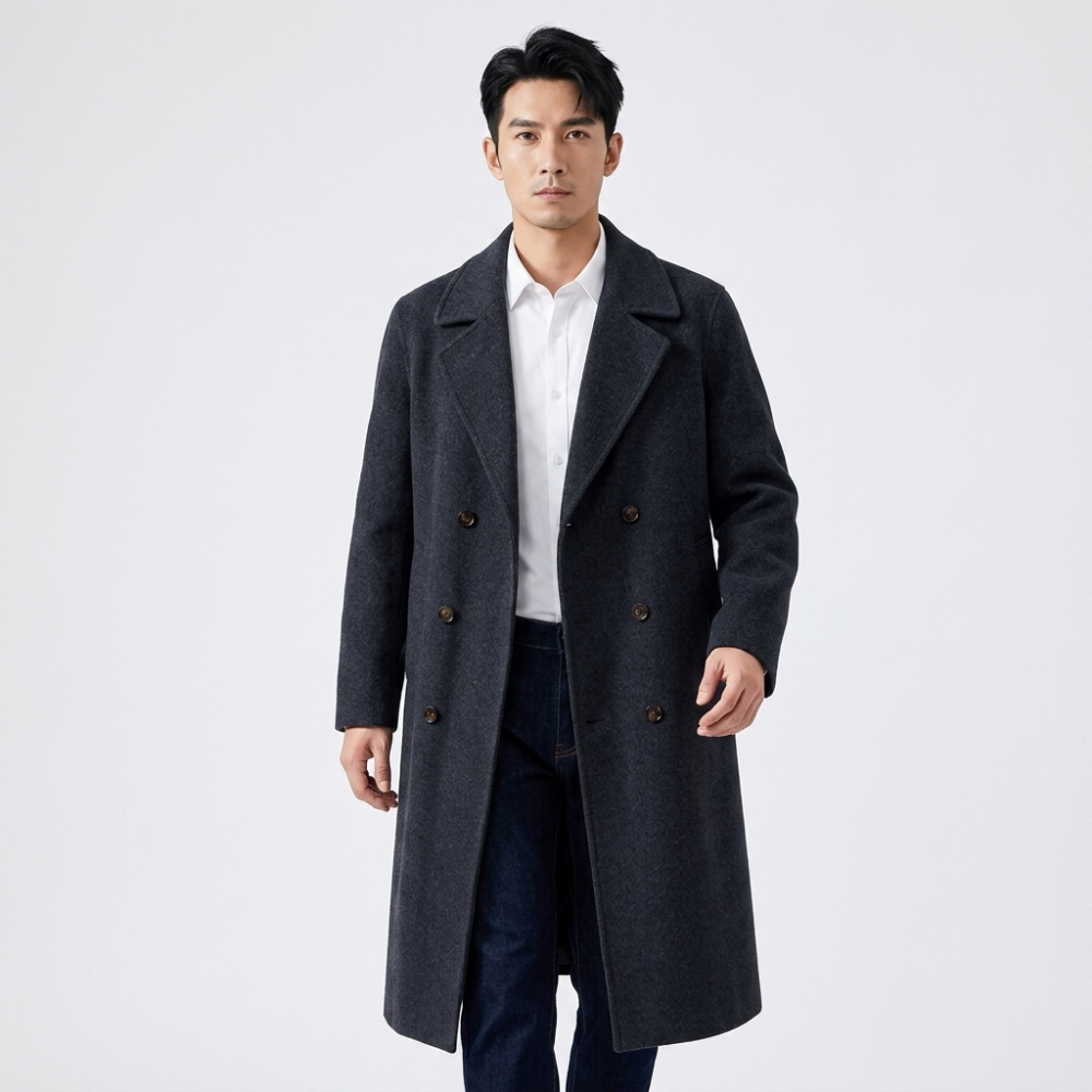 Slateforge – Cashmere Wool Overcoat — Black Gray