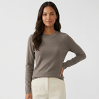Brooklane – Cashmere Wool Long-Sleeve Top — Brown Gray