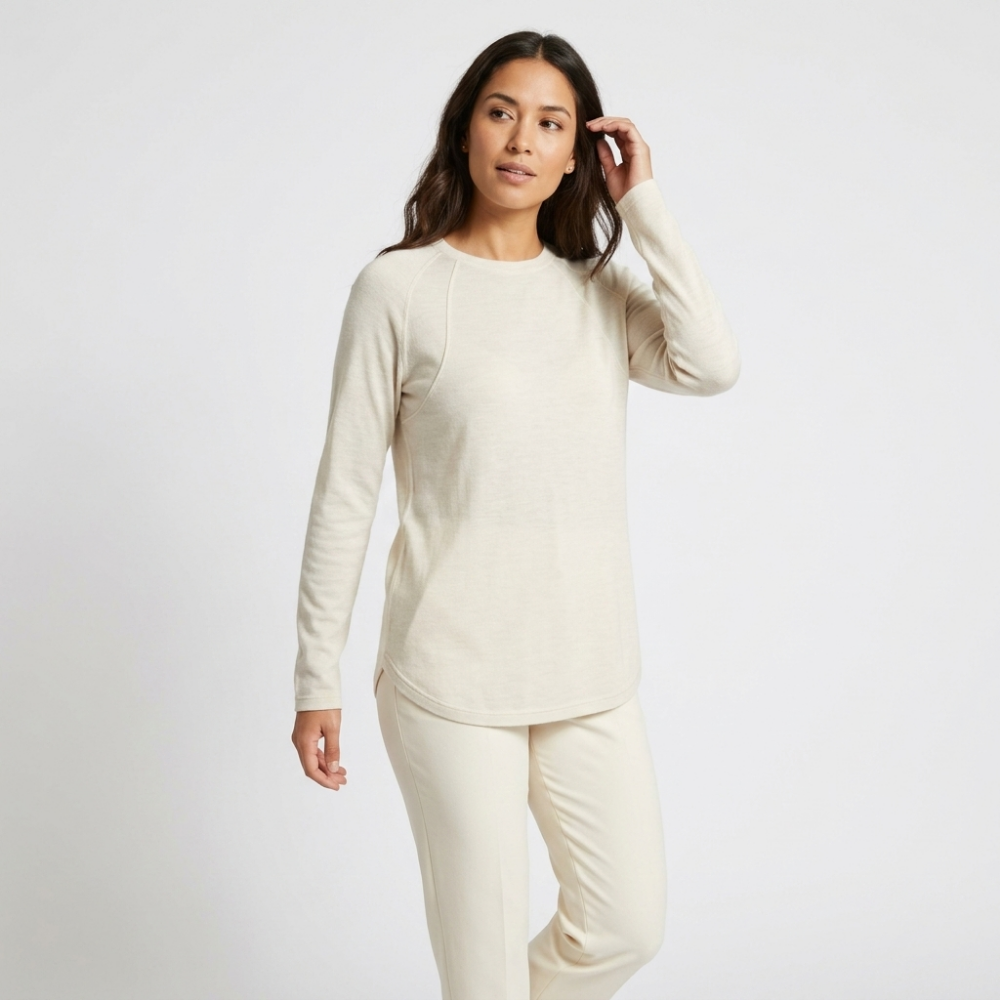 Brooklane – Cashmere Wool Long-Sleeve Top — White