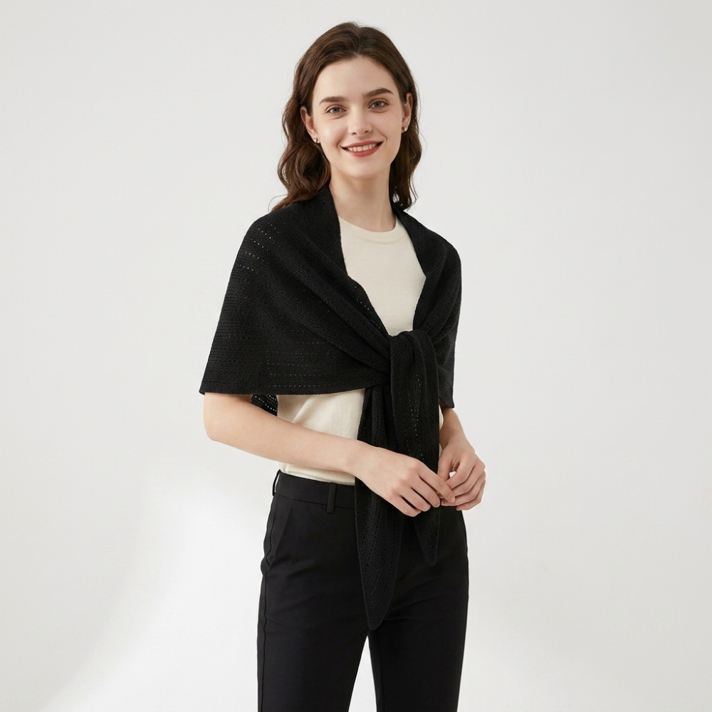 Hearthway – Cashmere Wool Shawl — Black
