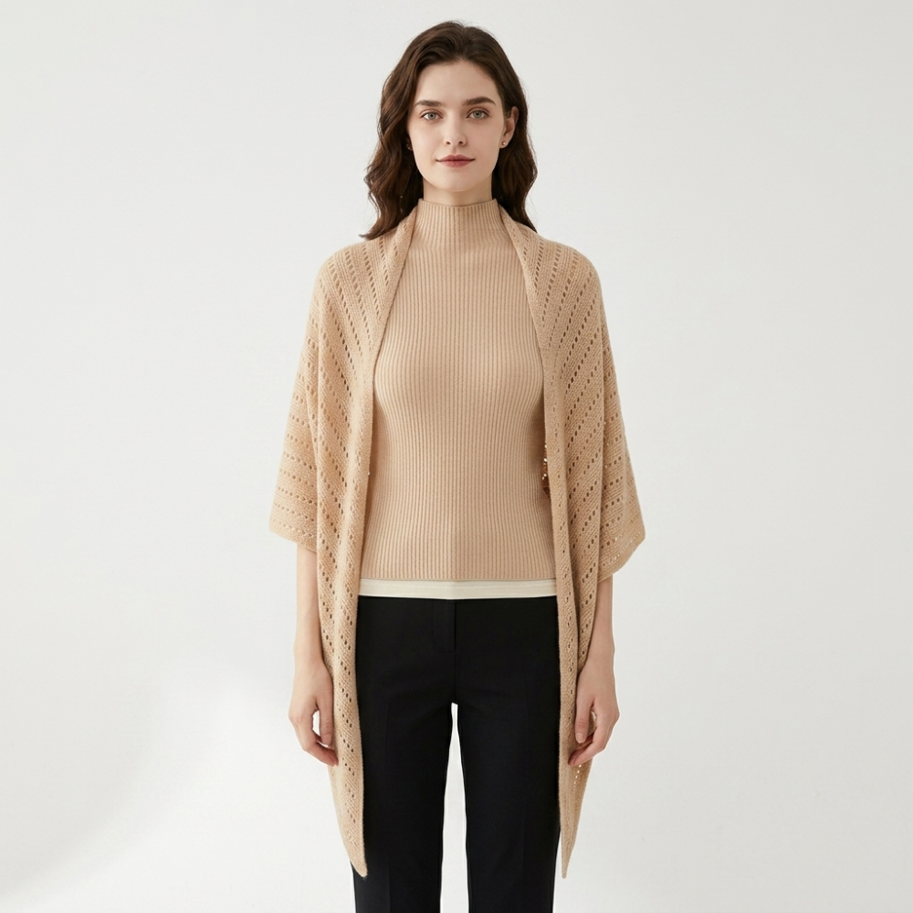 Hearthway – Cashmere Wool Shawl — Light khaki