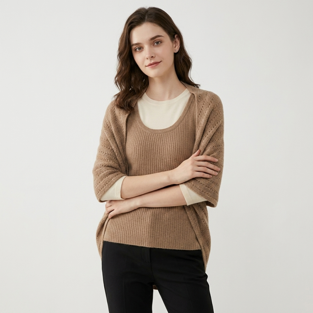 Hearthway – Cashmere Wool Shawl — Tan