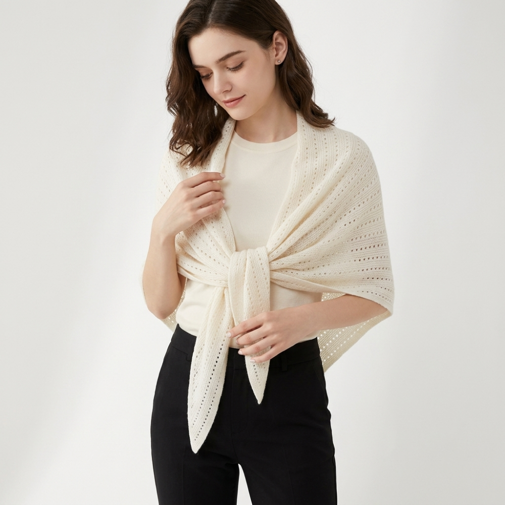 Hearthway – Cashmere Wool Shawl — White