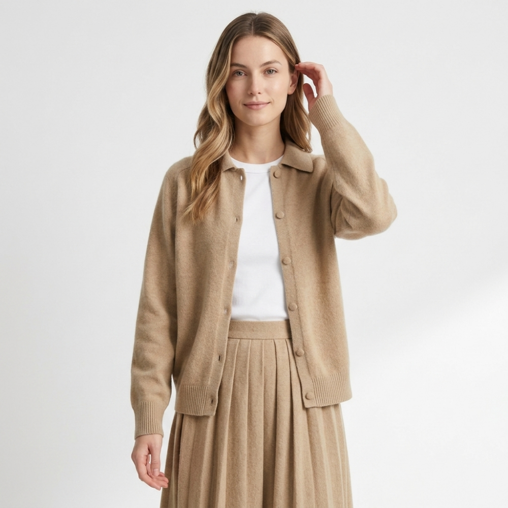 Briarfield – Cashmere Wool Cardigan — Khaki