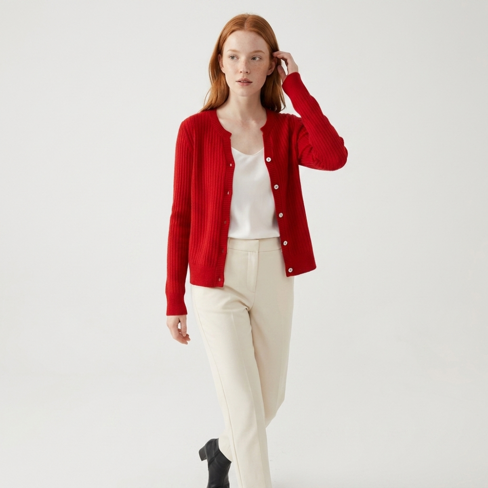 Greyhaven – Cashmere Wool Cardigan — Red