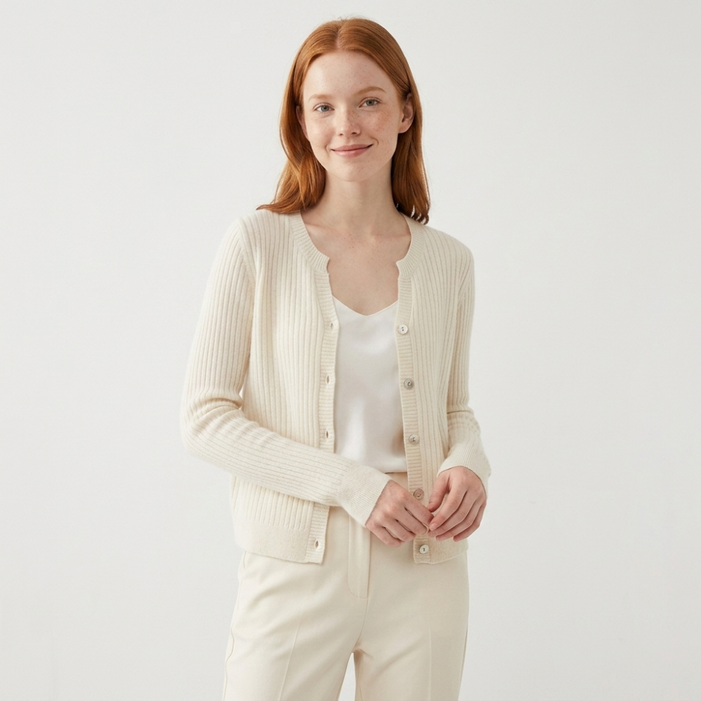 Greyhaven – Cashmere Wool Cardigan — White
