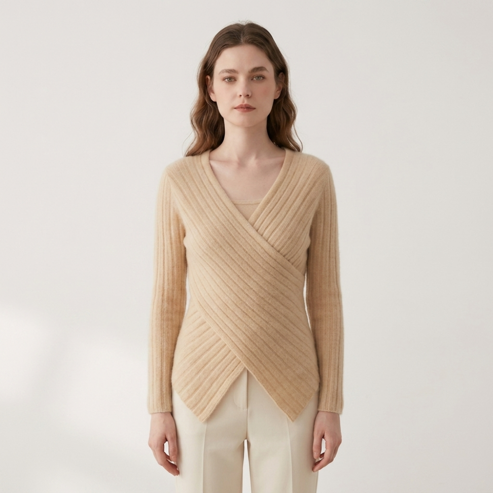 Crossveil – Cashmere Wool Top — Beige