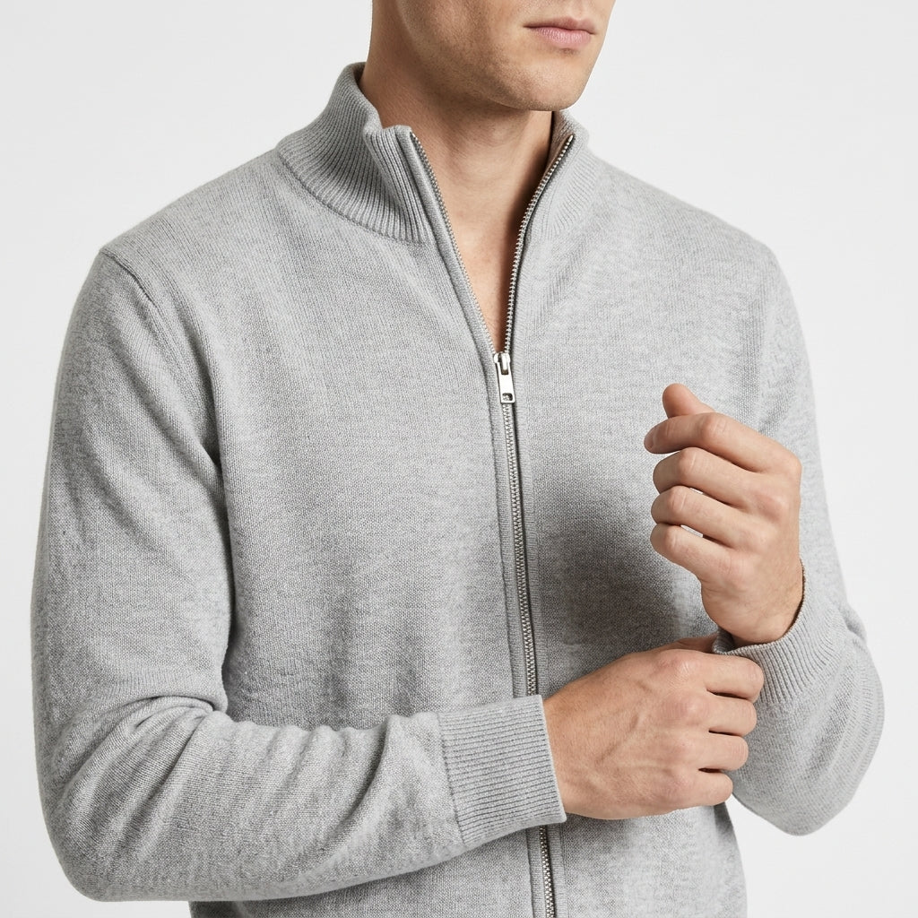 Leif – 100% Cotton Ribbed Zip Cardigan Sweater - Hilltop Nord