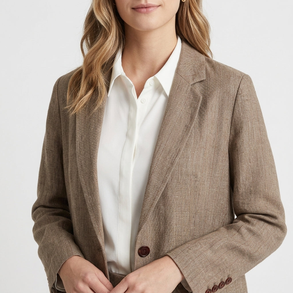 Odile – Linen Relaxed Notch Lapel Blazer - Hilltop Nord