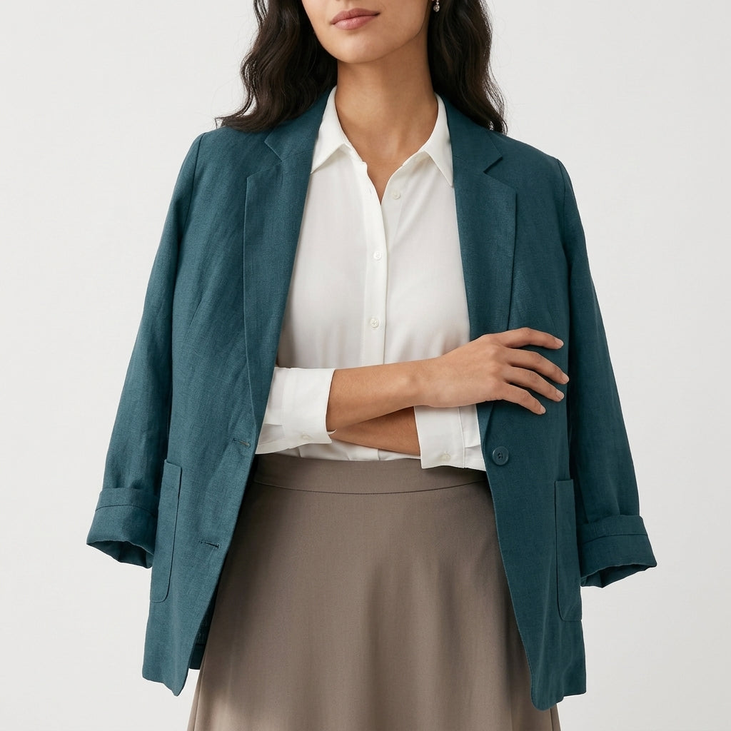 Neve – Cotton Hemp Single-Breasted Relaxed Blazer - Hilltop Nord