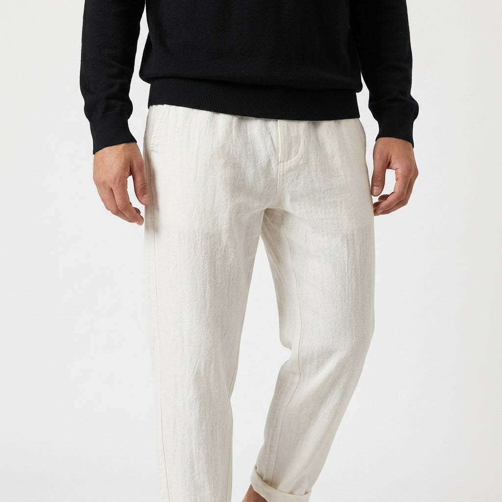 Aurelio – 70% Ramie 30% Cotton Straight Leg Trousers - Hilltop Nord