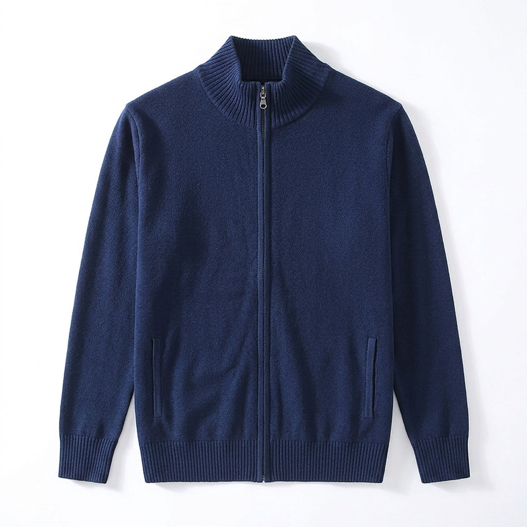 Arno – 100% Cotton Full Zip Stand-Collar Cardigan - Hilltop Nord