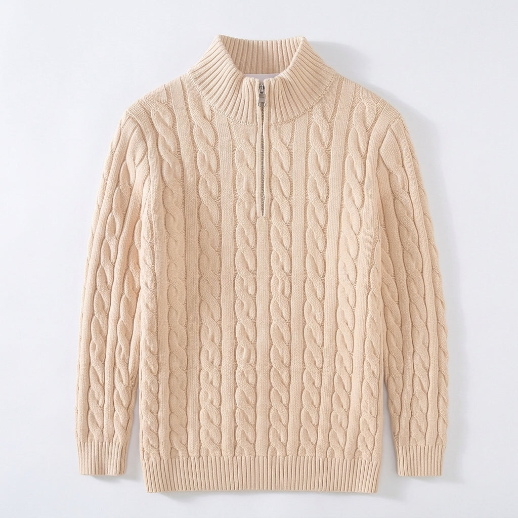 Soren – 100% Cotton Cable Knit Half Zip Sweater - Hilltop Nord