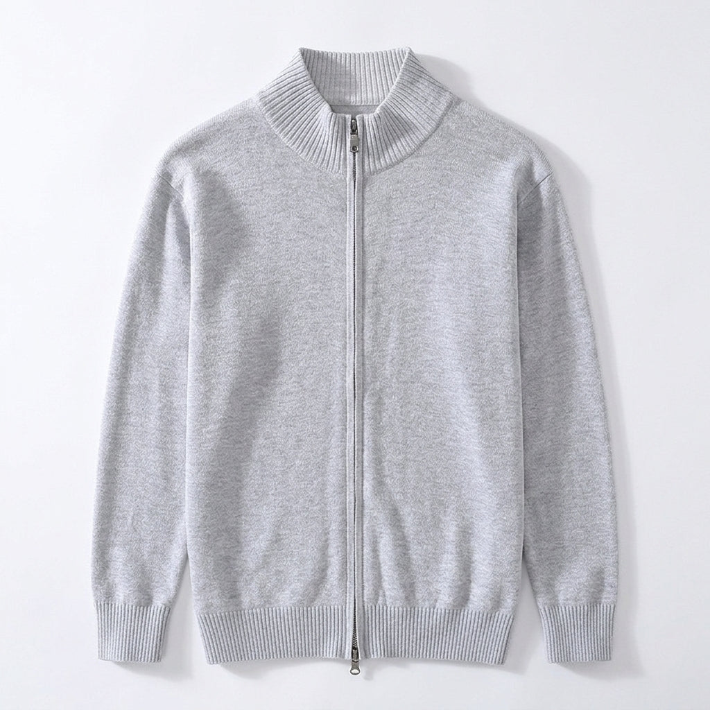 Leif – 100% Cotton Ribbed Zip Cardigan Sweater - Hilltop Nord