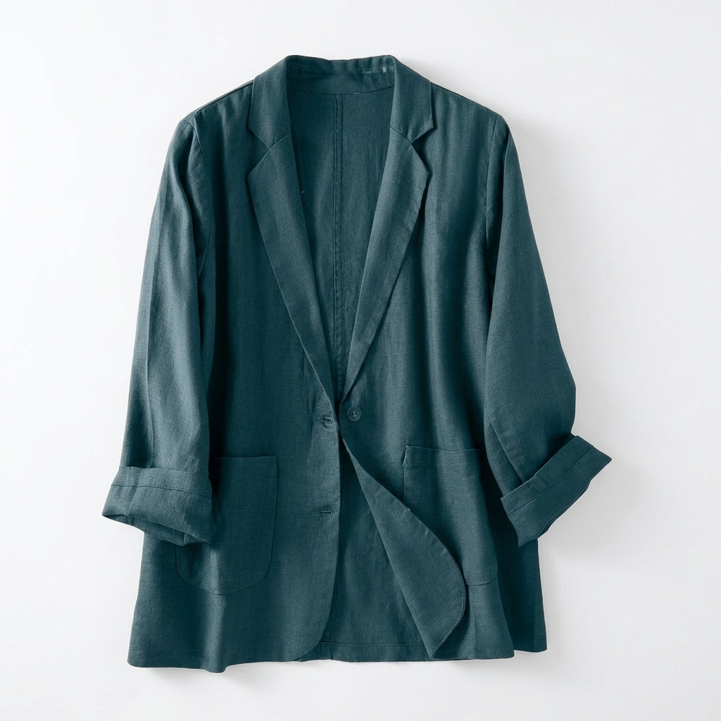 Neve – Cotton Hemp Single-Breasted Relaxed Blazer - Hilltop Nord