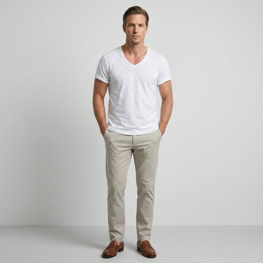Matteo – 100% Cotton V-Neck Tee - Hilltop Nord